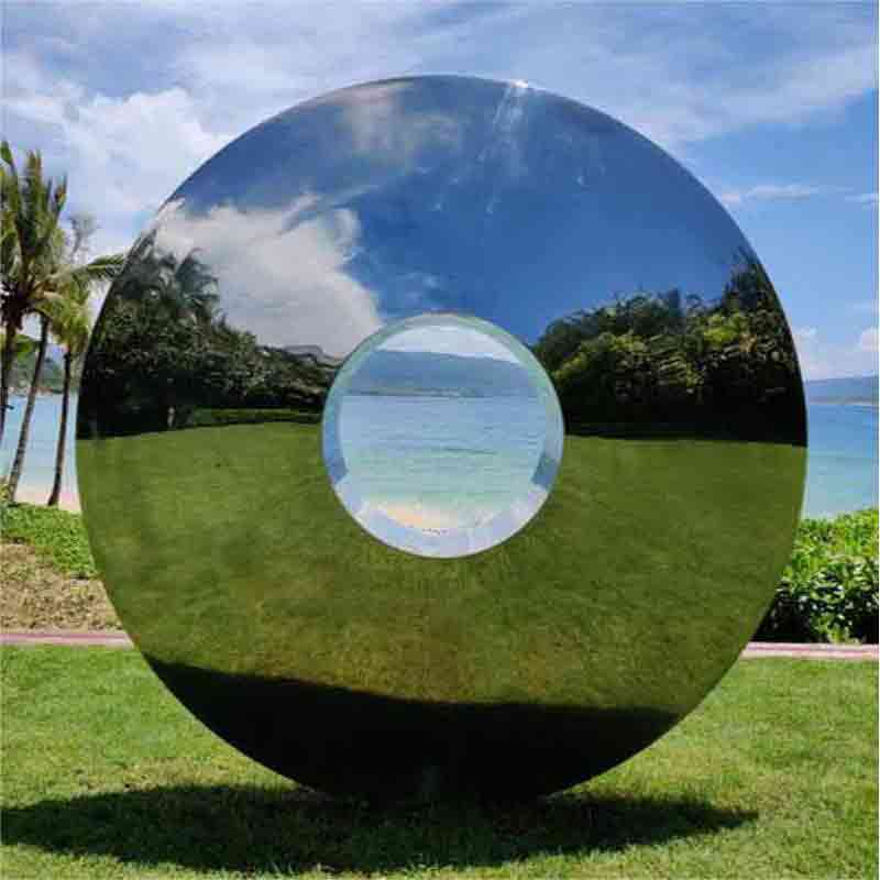 Outdoor mirror stainless steel metal disc sculpture for sale DZ-265