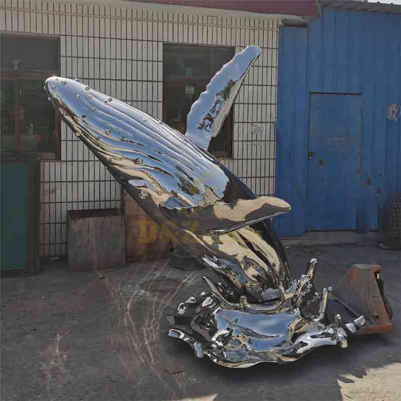Jumping metal whale sculpture for space decoration DZ-270