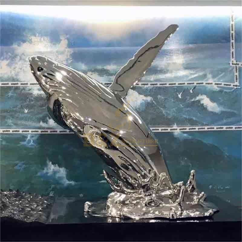 Jumping metal whale sculpture for space decoration DZ-270