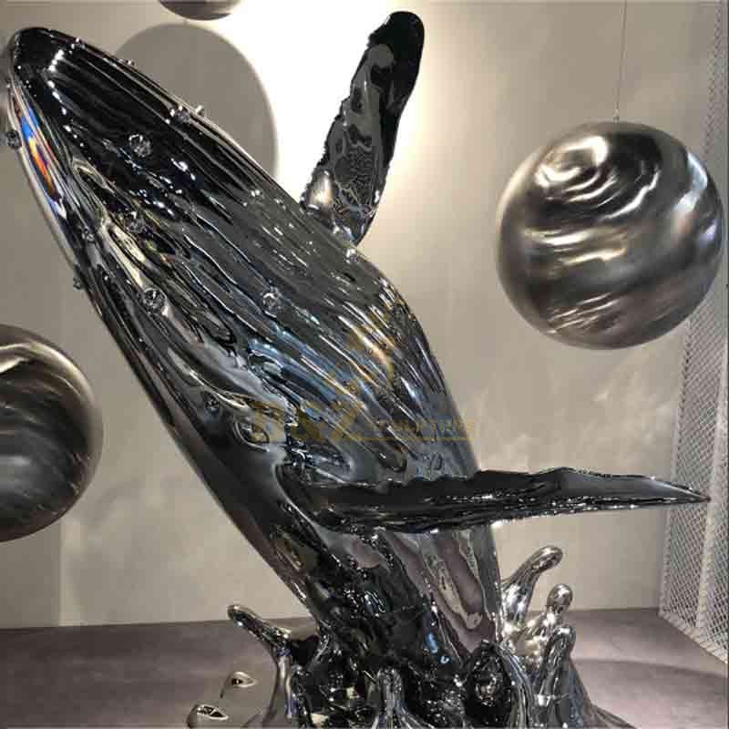 Jumping metal whale sculpture for space decoration DZ-270