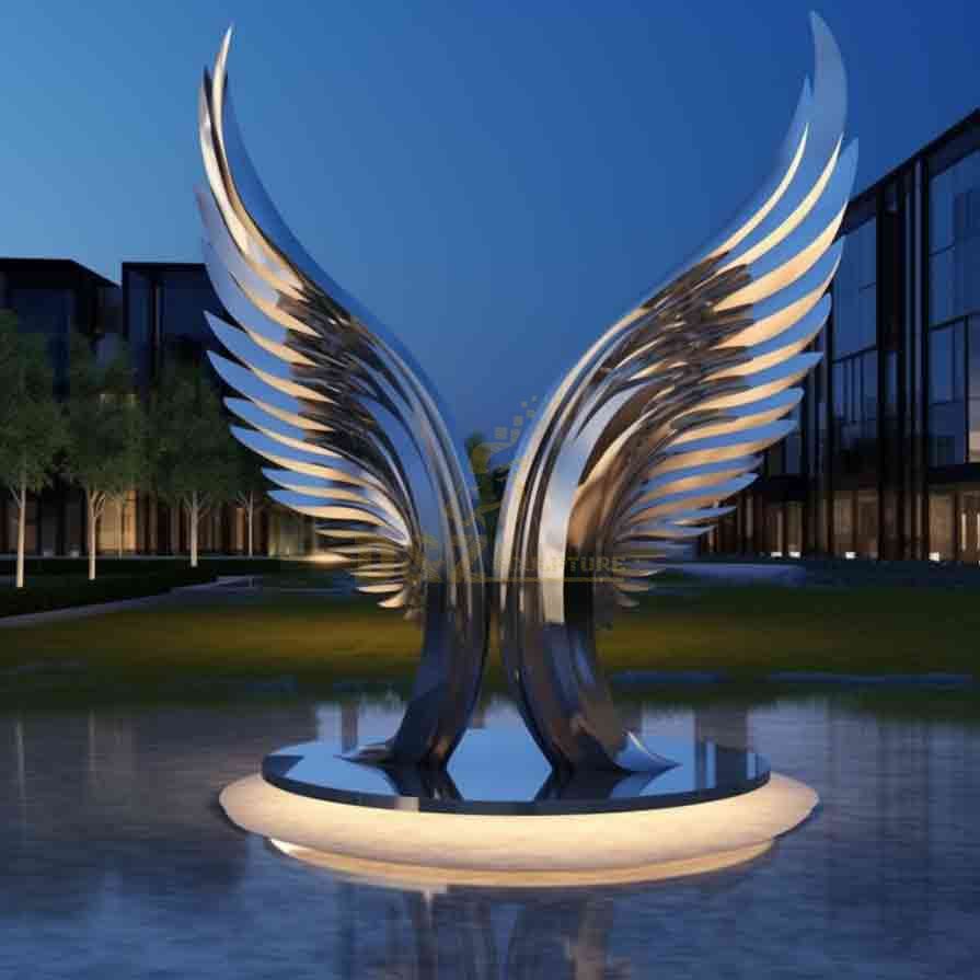 Large outdoor metal wing sculpture angel wing sculpture city wing sculpture customization DZ-273