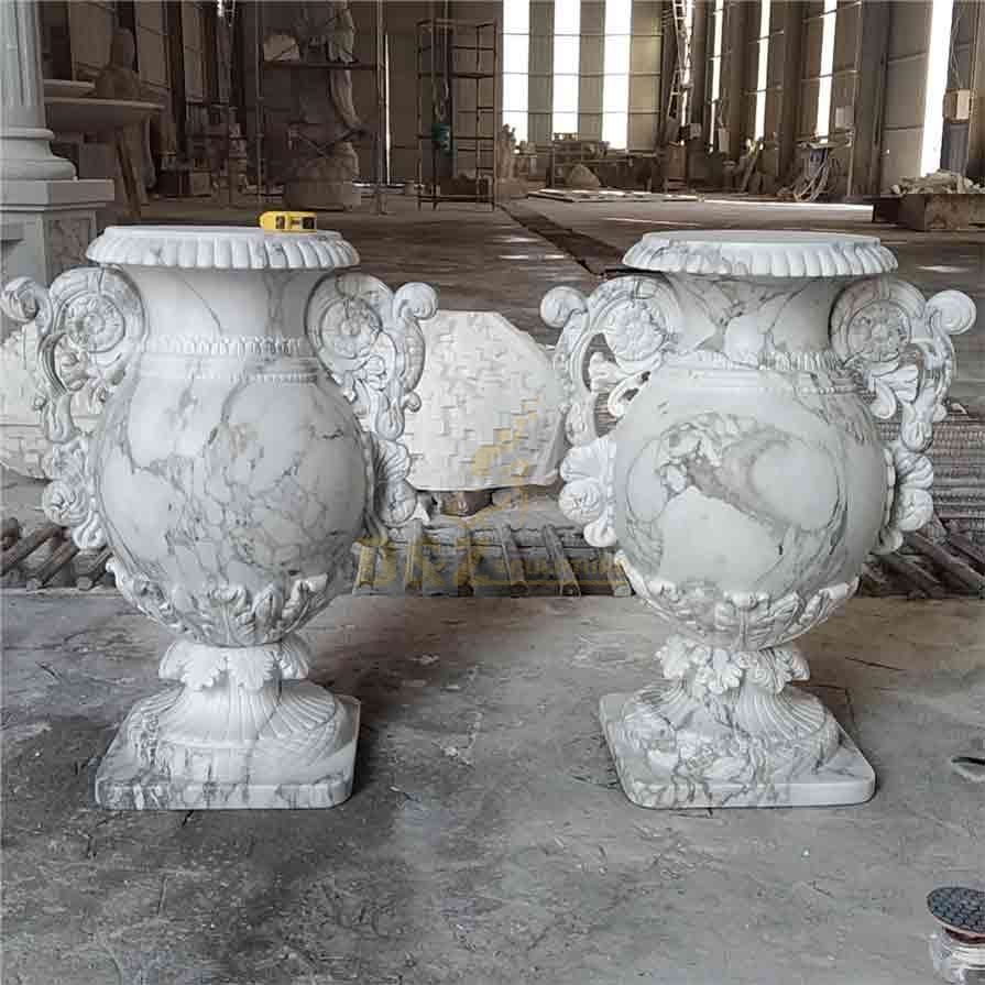 Natural texture large white stone vases for sale DZ-278