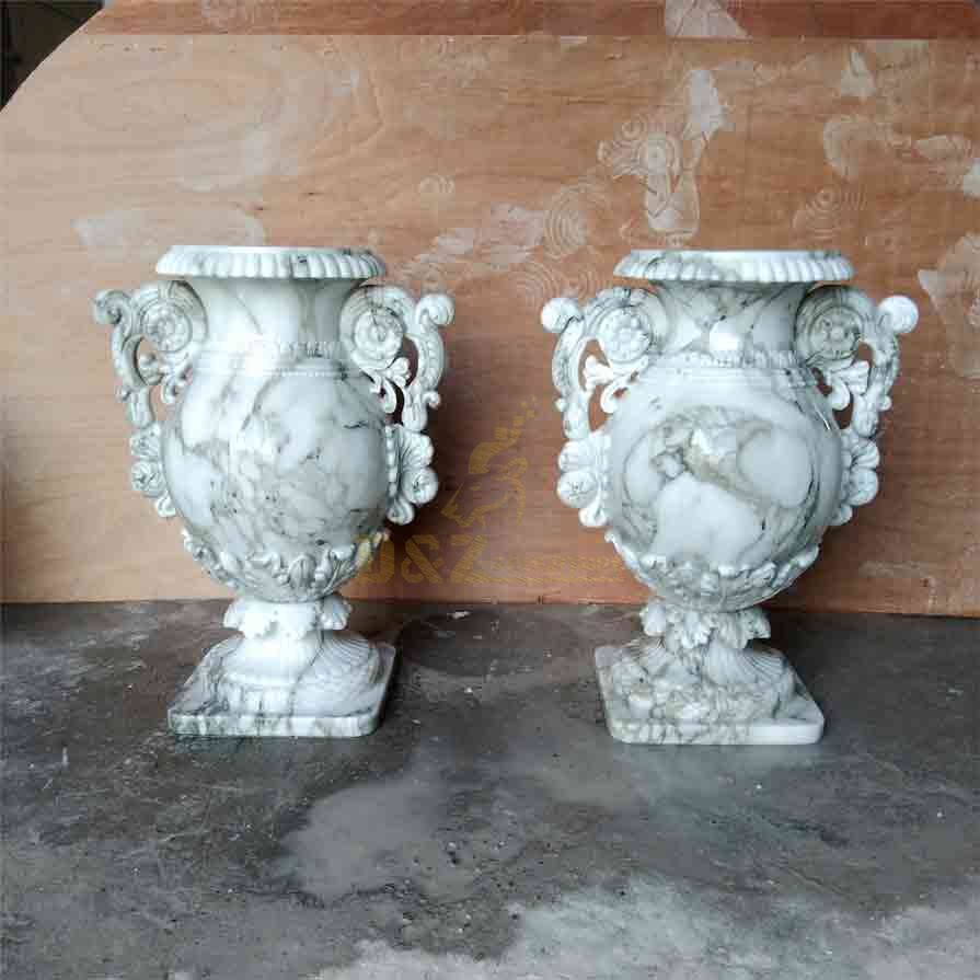 Natural texture large white stone vases for sale DZ-278