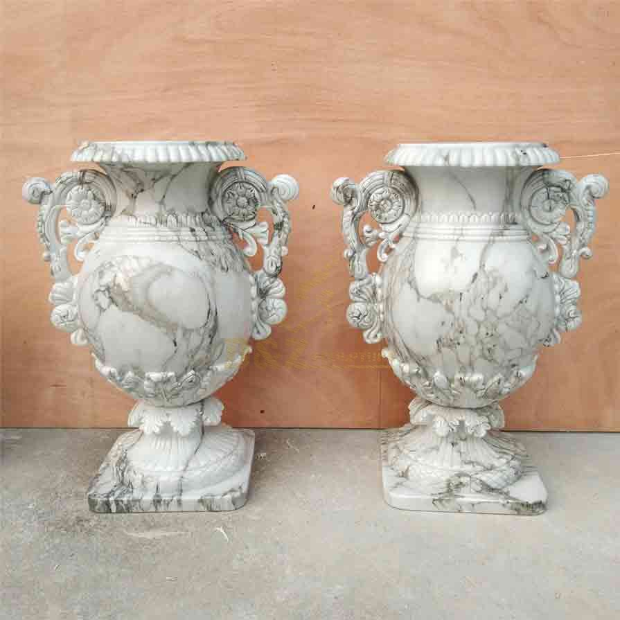 Natural texture large white stone vases for sale DZ-278