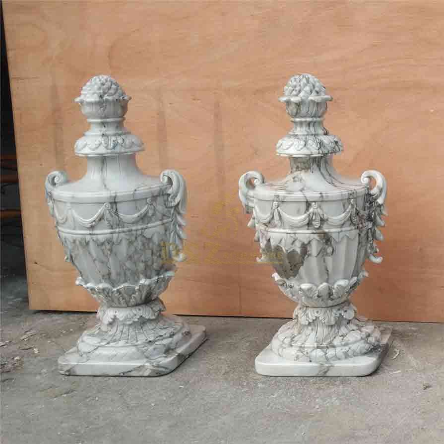 Natural texture large white stone vases for sale DZ-278