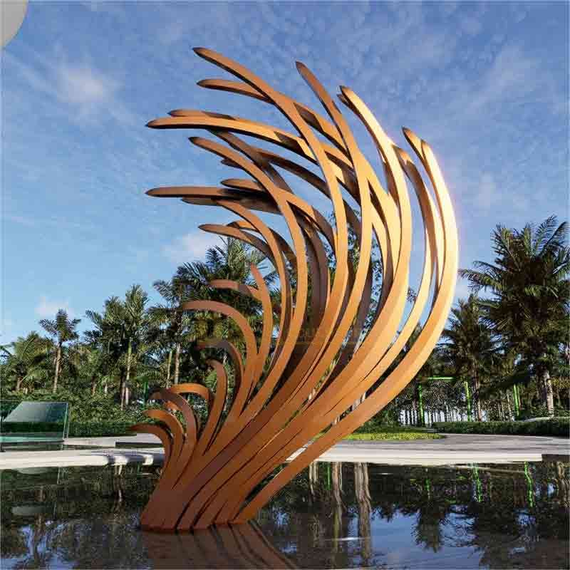 Large corten steel feather sculpture abstract metal sculpture DZ-281