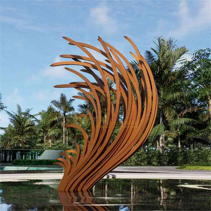 Large corten steel feather sculpture abstract metal sculpture DZ-281