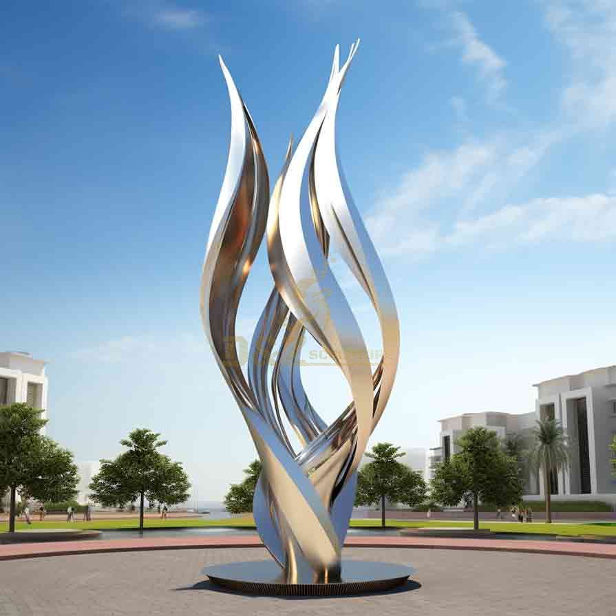 Custom abstract flame: large outdoor metal sculpture DZ-283