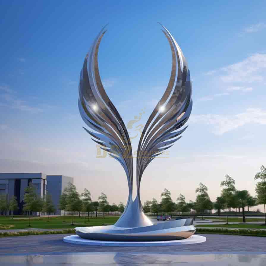 Large outdoor metal feather sculptures city square landscape decor DZ-284