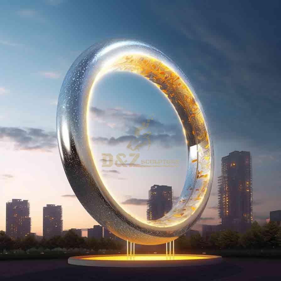 Outdoor large public metal circle sculpture light starry sky DZ-285