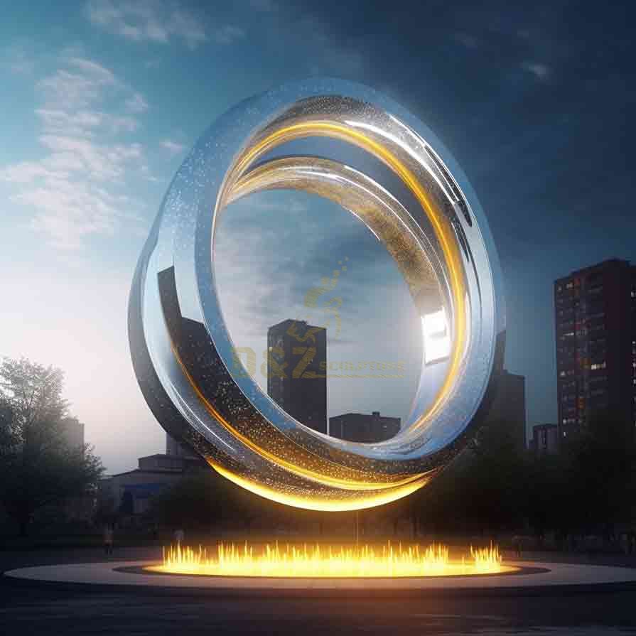 Outdoor large public metal circle sculpture light starry sky DZ-285