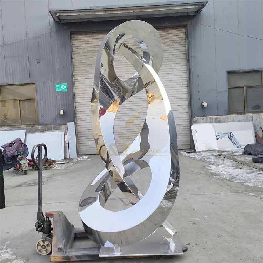 Large mirror stainless steel sculpture creative abstract hug design DZ-296