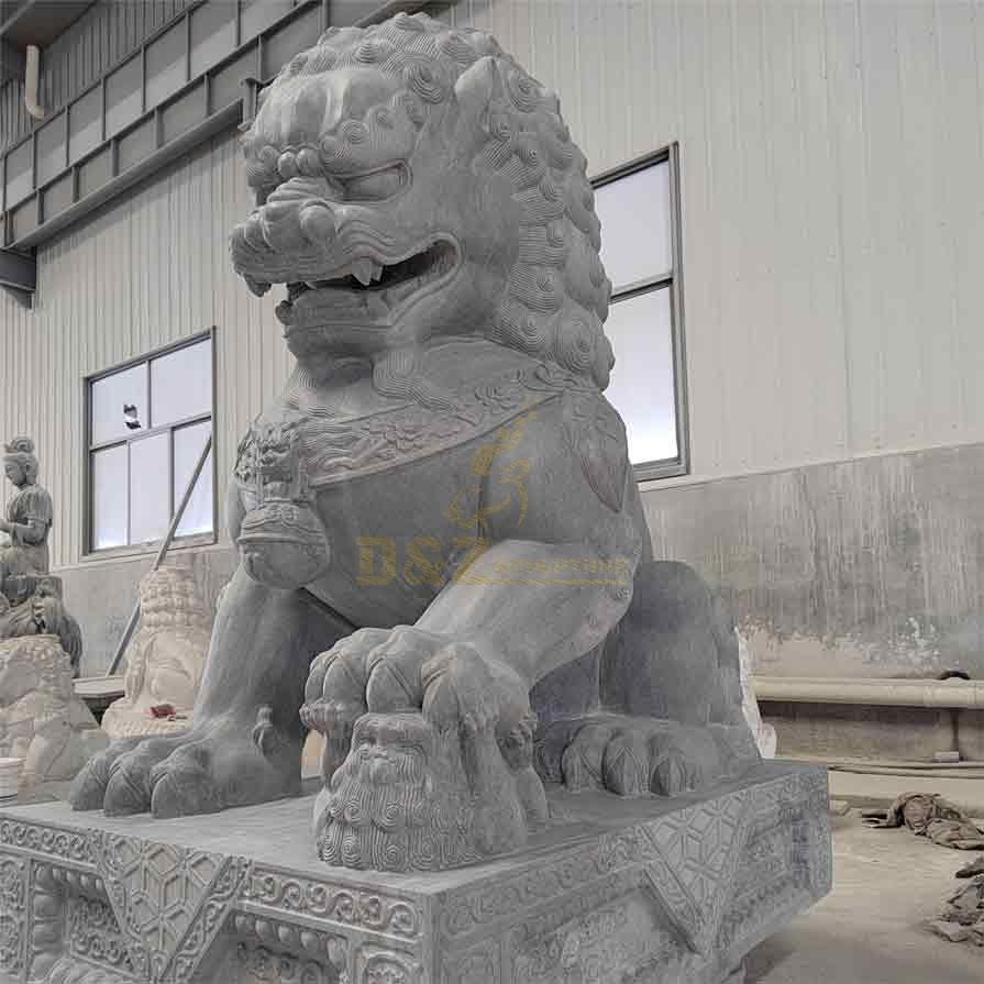Marble Chinese lion dog statue guarding home for sale DZ-298
