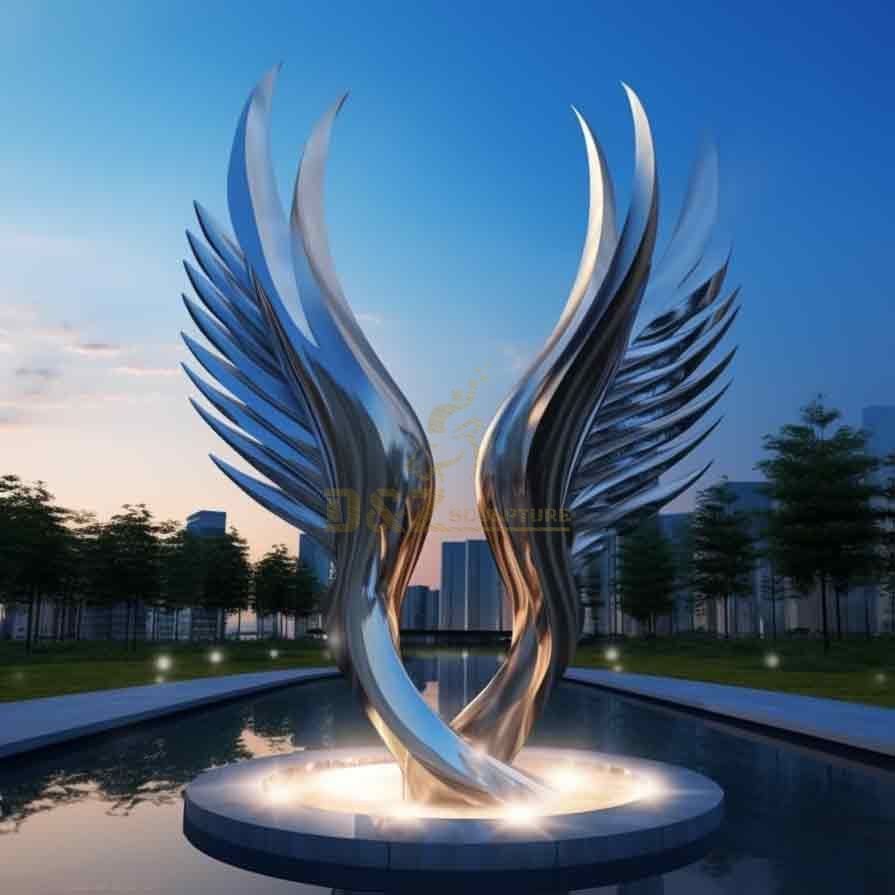 Large metal angel wings sculpture for sale city public space decor DZ-301