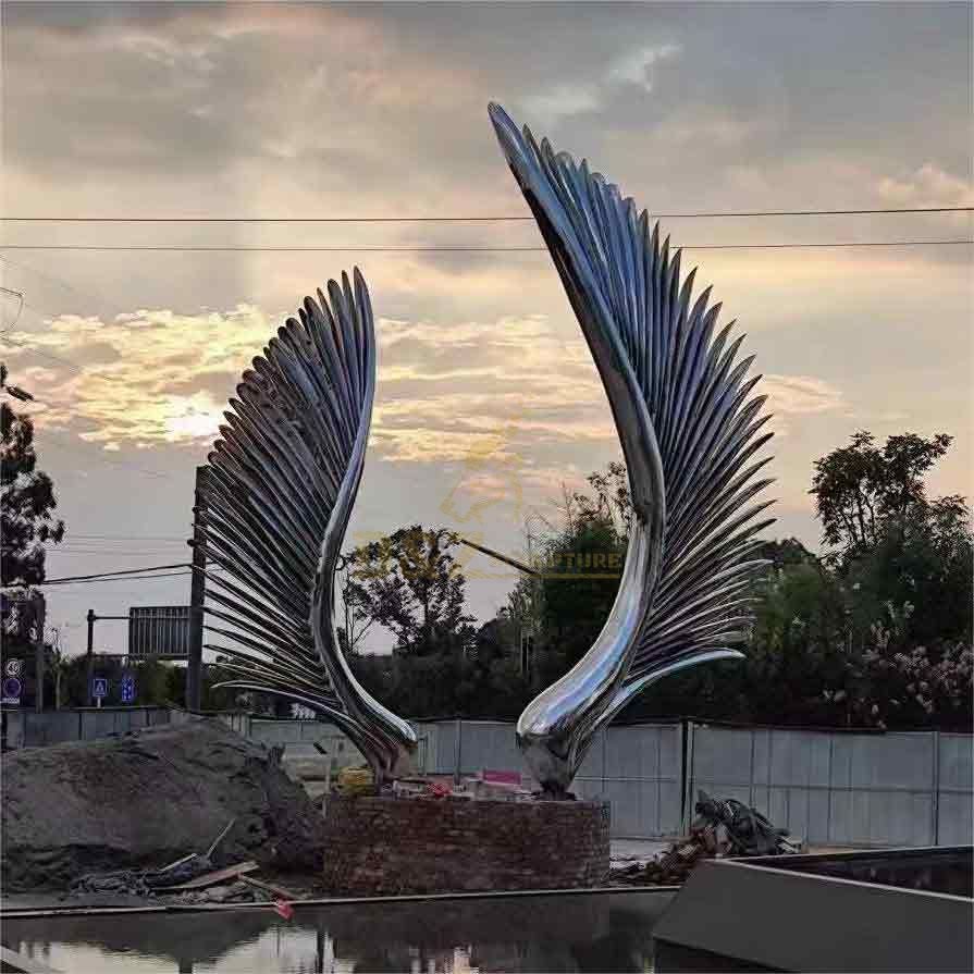 Large metal angel wings sculpture for sale city public space decor DZ-301