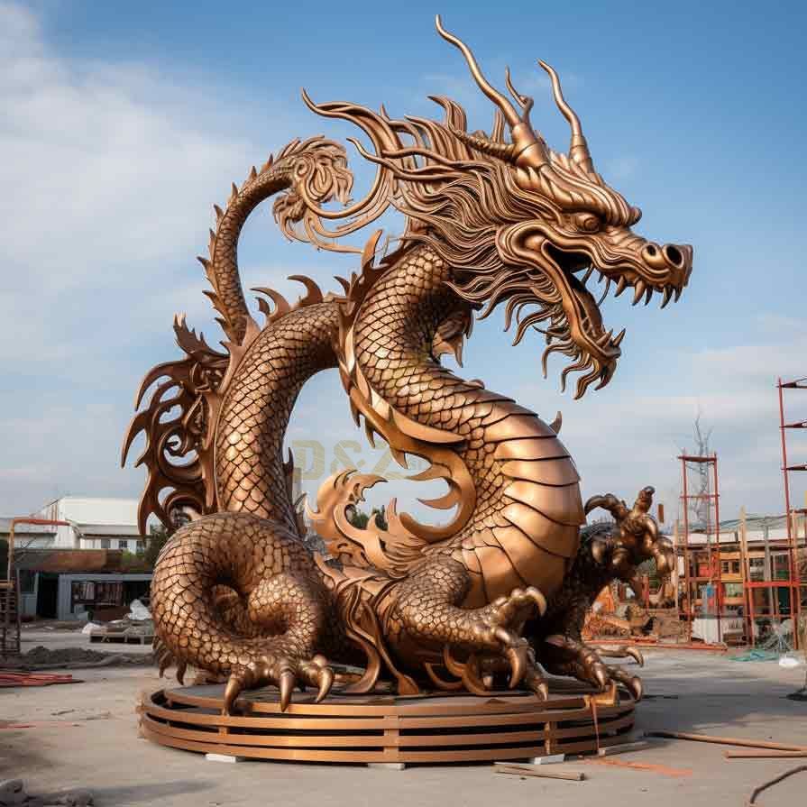 Large bronze chinese dragon statues for sale for outdoor space decor DZ-302