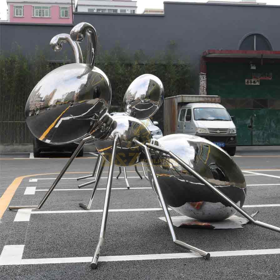 Giant stainless steel metal ant sculptures for sale, perfect for garden decor DZ-304