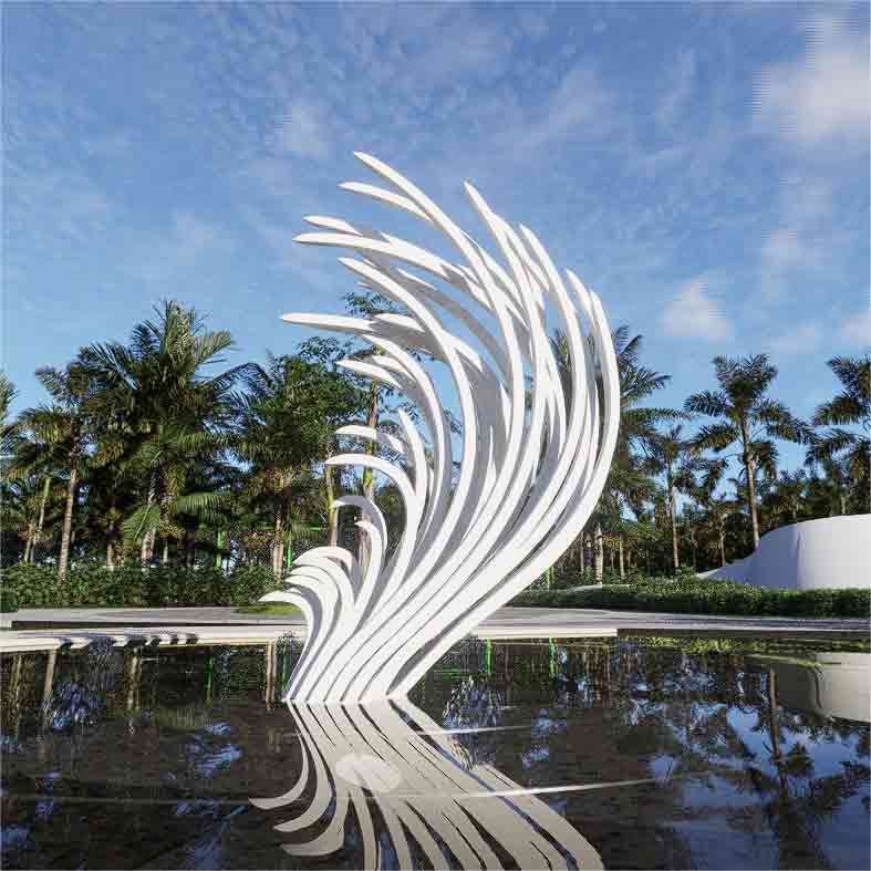 Large outdoor abstract metal feather sculpture for sale DZ-307