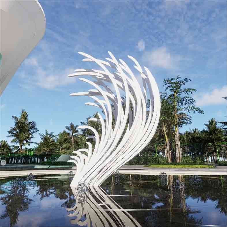 Large outdoor abstract metal feather sculpture for sale DZ-307