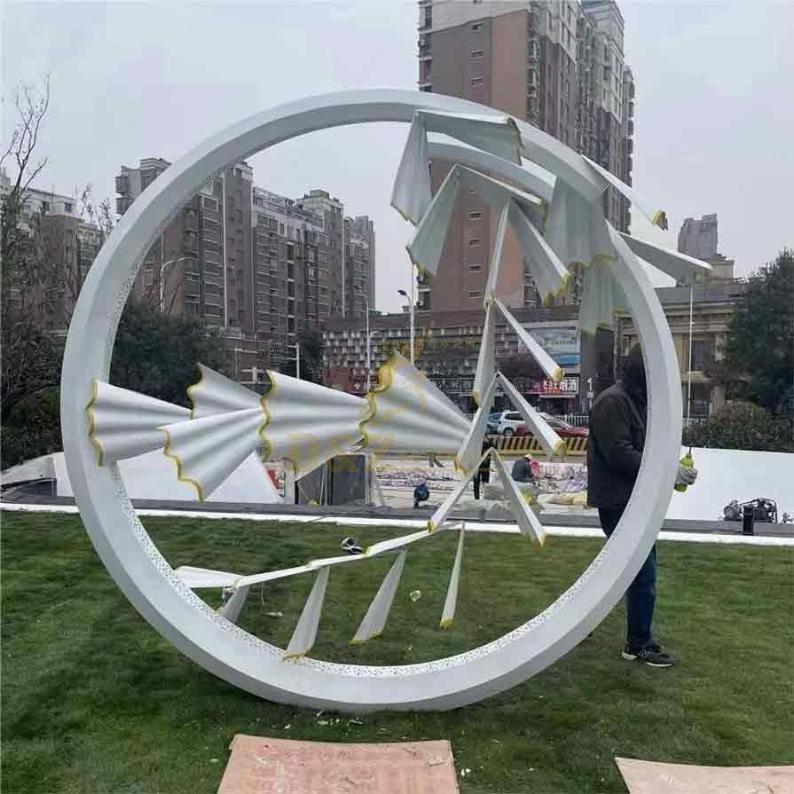 Metal pencil floral circle art sculpture campus landscape sculpture DZ-309