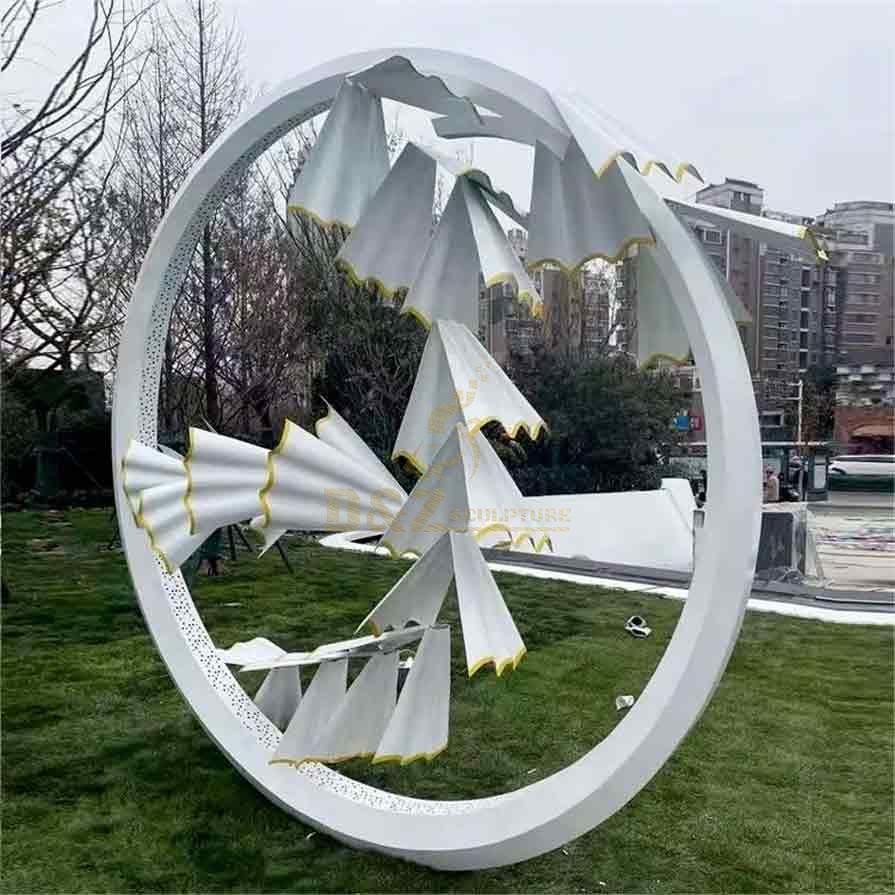 Metal pencil floral circle art sculpture campus landscape sculpture DZ-309