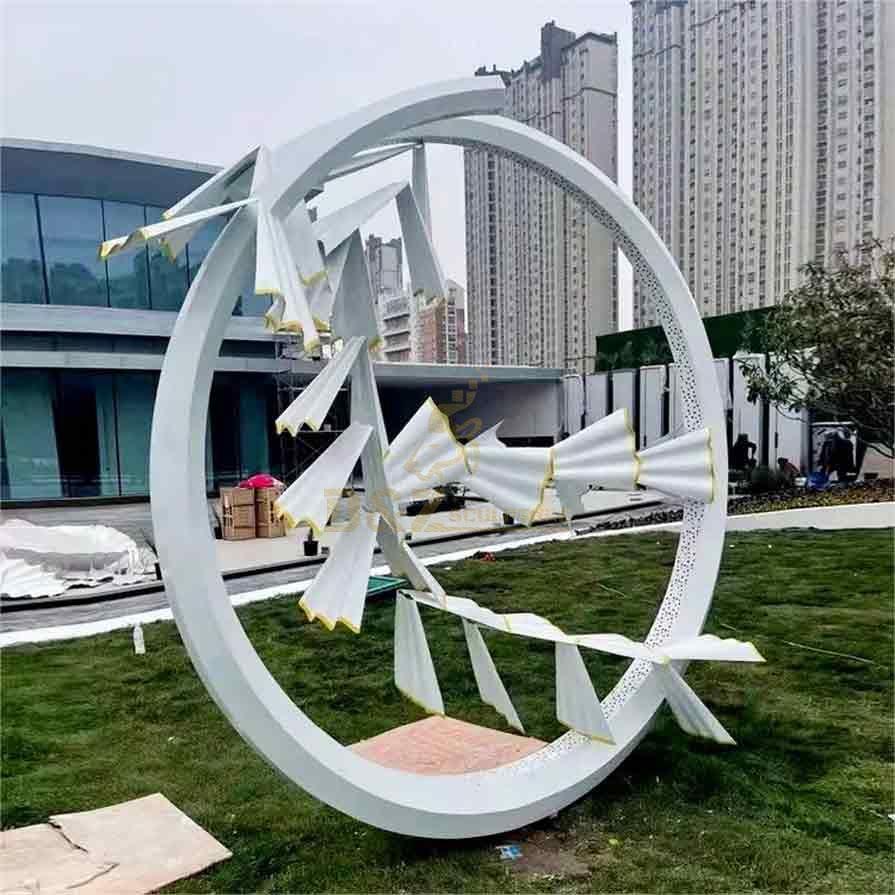 Metal pencil floral circle art sculpture campus landscape sculpture DZ-309