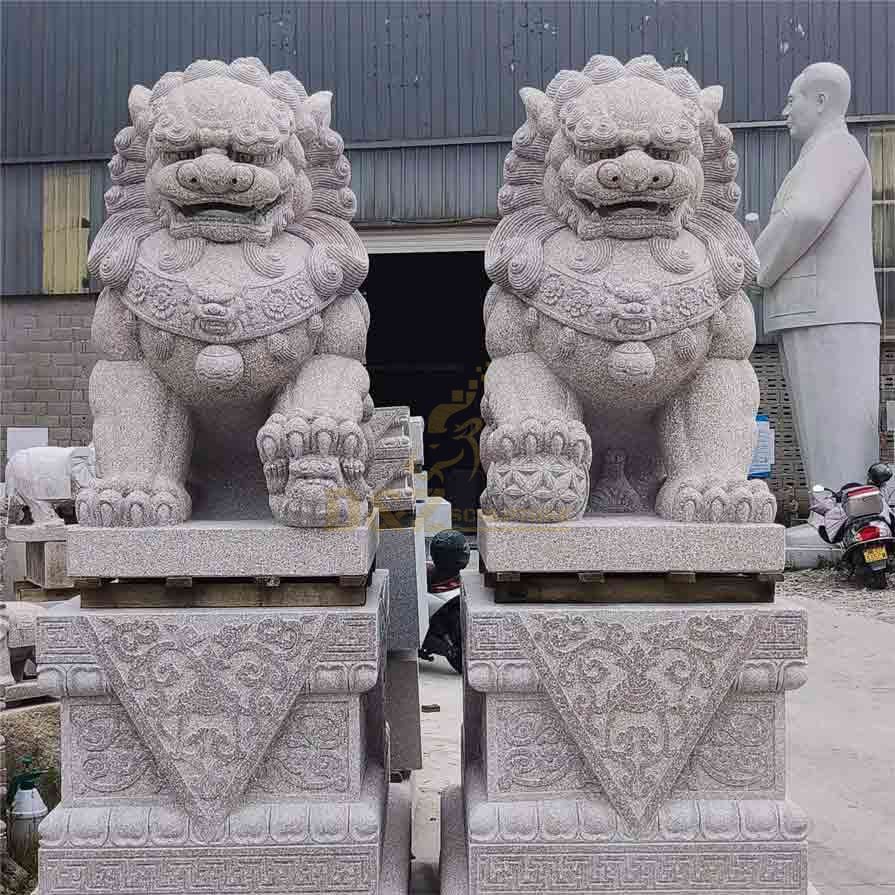 Chinese guardian stone lion foo dog statues for sale DZ-311