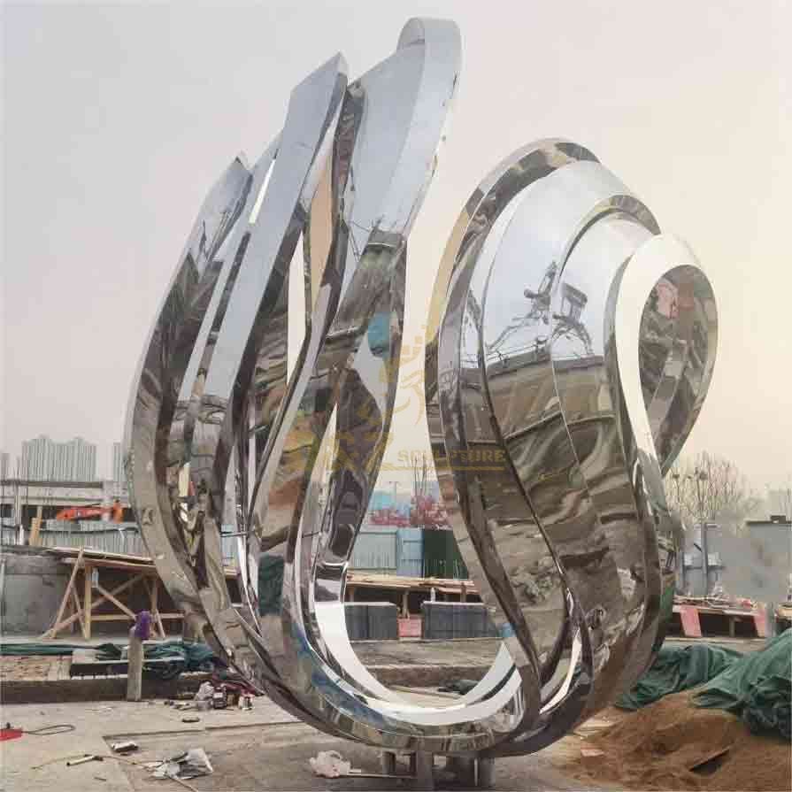 Modern abstract stainless steel shell art sculpture