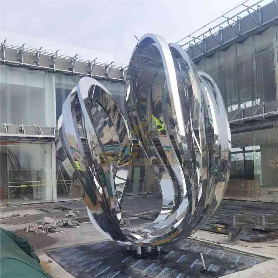Modern abstract stainless steel shell art sculpture