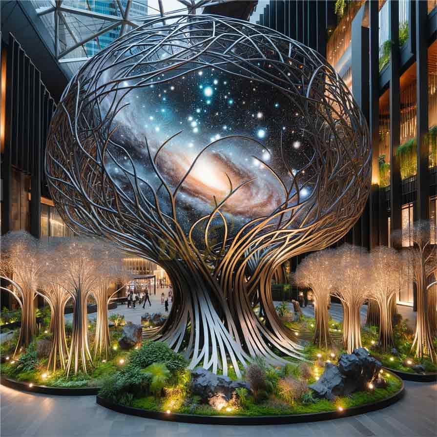 Giant Metal Tree of Life Art Sculptures Nebula of Light - Downtown Business District DZ-315