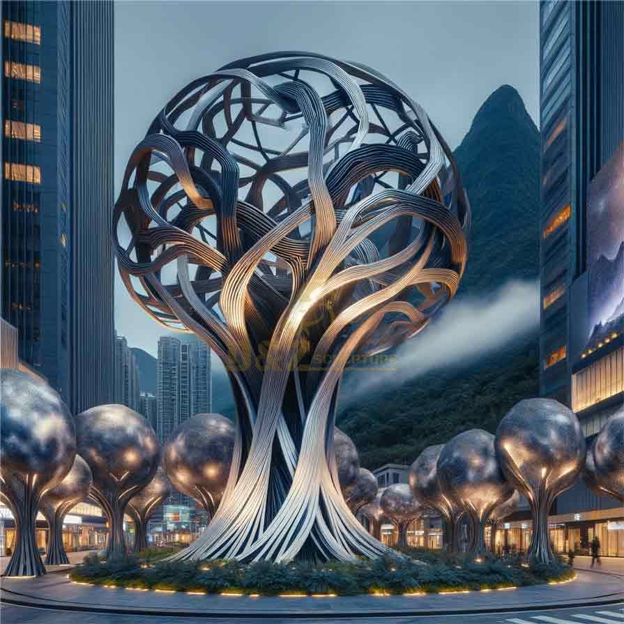 Giant Metal Tree of Life Art Sculpture Nebula of Light - Downtown Business District DZ-315