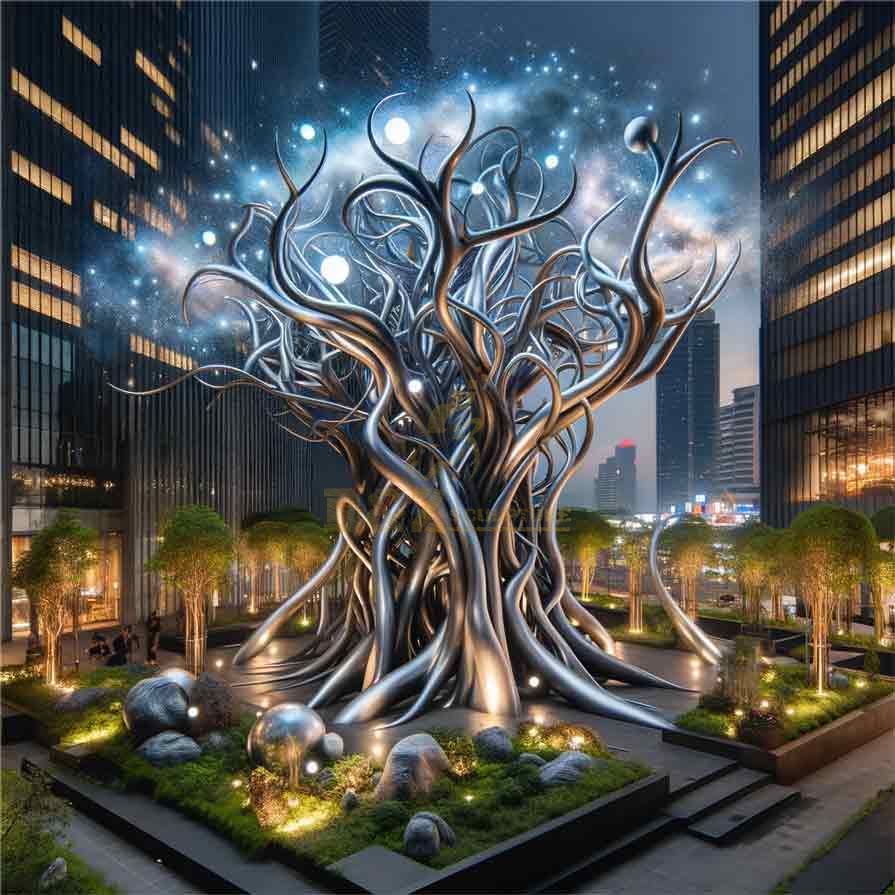 Giant Metal Tree of Life Art Sculpture Nebula of Light - Downtown Business District DZ-315