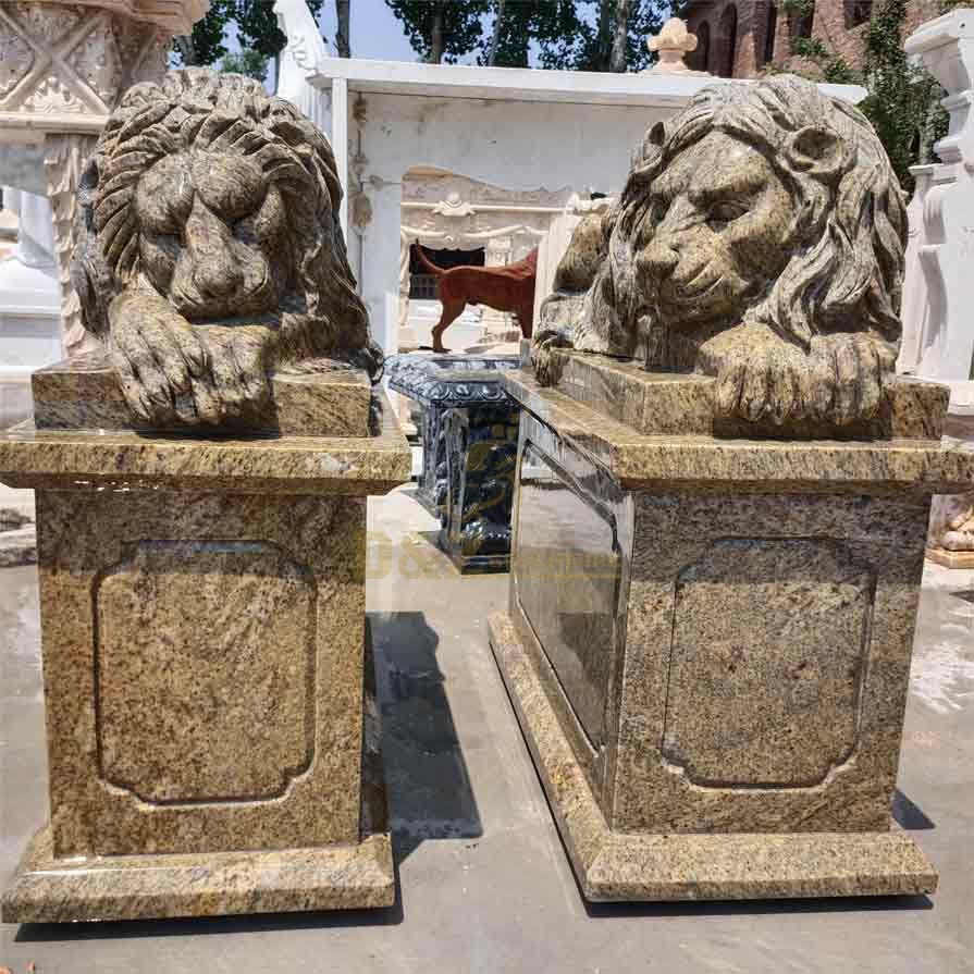 Outdoor marble couple lion statues for sale DZ-320