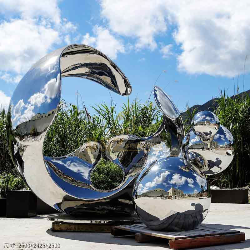 Large abstract mirror stainless steel garden sphere art sculpture DZ-323