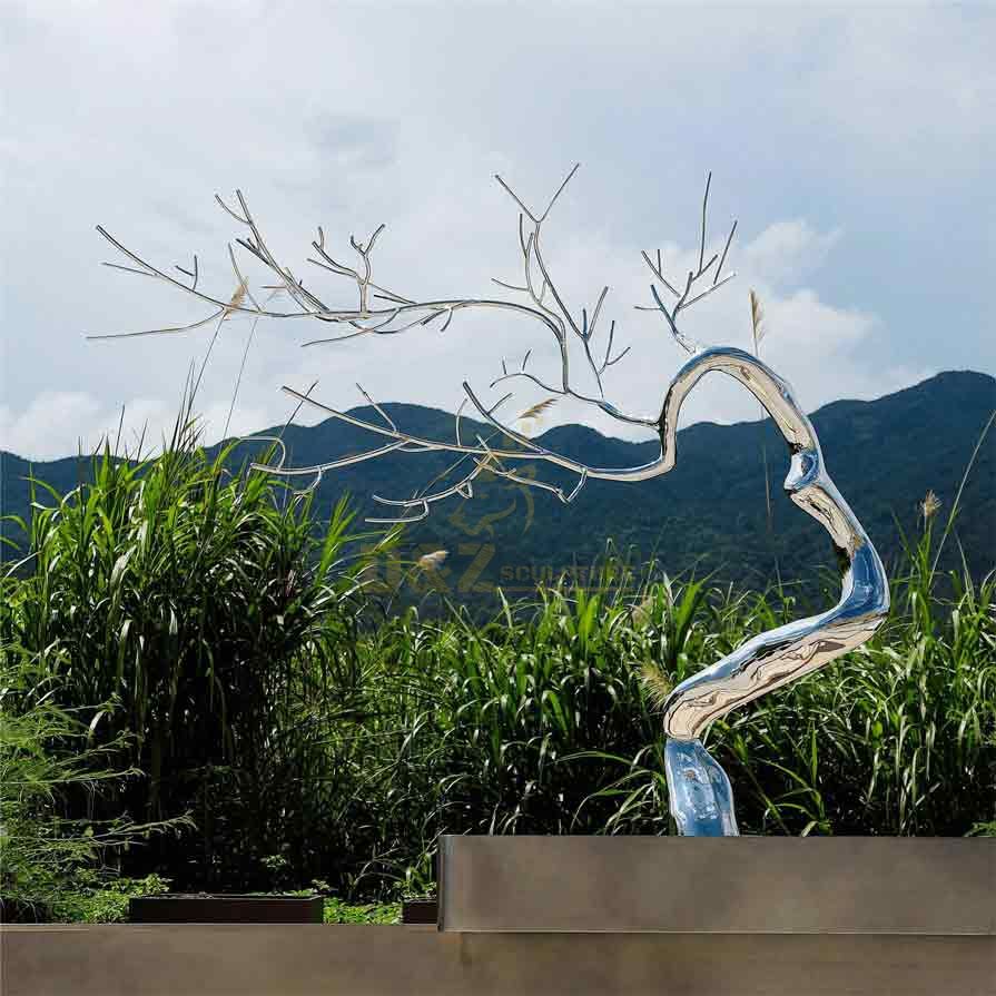 Outdoor mirror metal tree sculpture for sale DZ-324