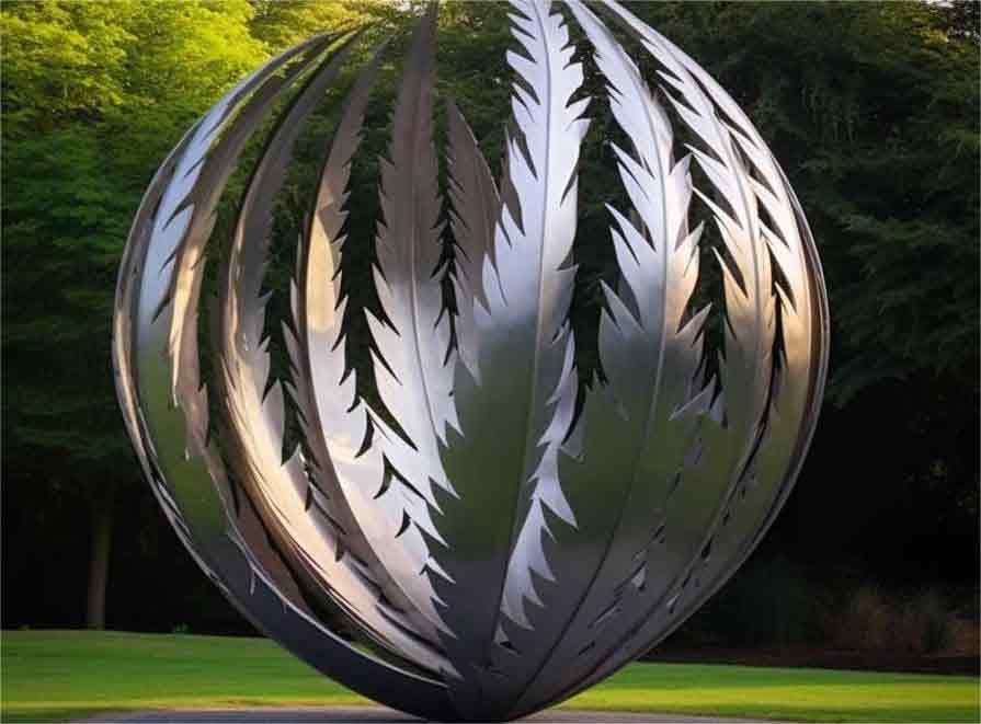 Six trendsetting large metal garden sphere sculptures