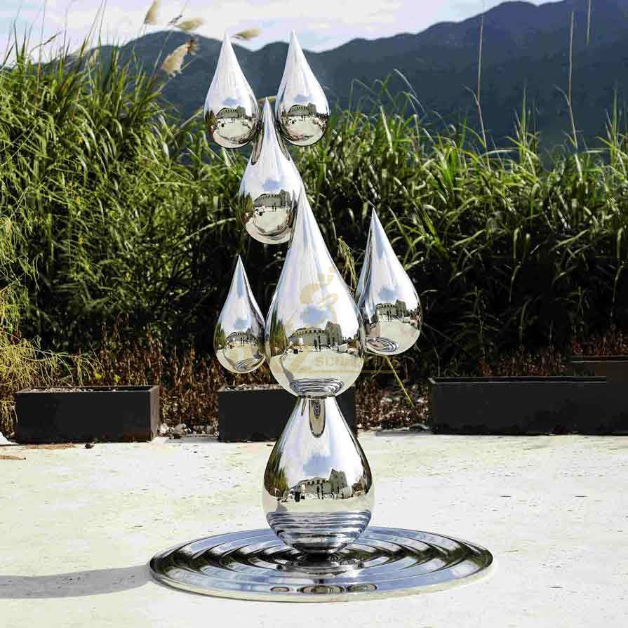 Water drop sculpture mirror stainless steel sculpture large metal art DZ-325