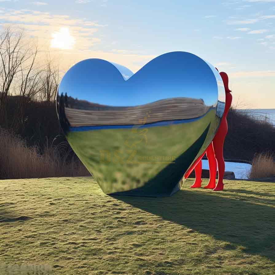 Large stainless steel heart art sculpture love theme garden sculpture