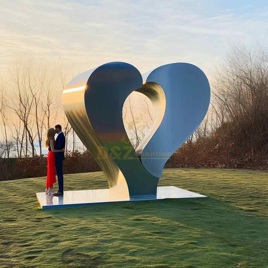 Large metal heart art sculpture love themed garden sculpture