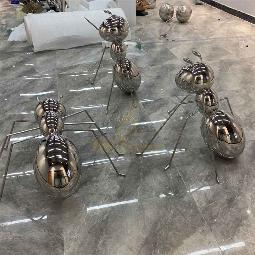 Modern light luxury metal ant sculptures mirror plated animal sculpture series DZ-329