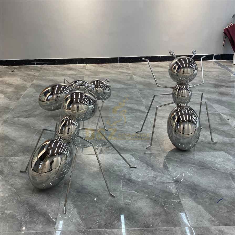 Modern light luxury metal ant sculptures mirror plated animal sculpture series DZ-329