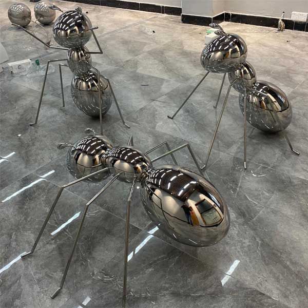 Modern light luxury metal ant sculptures mirror plated animal sculpture series DZ-329