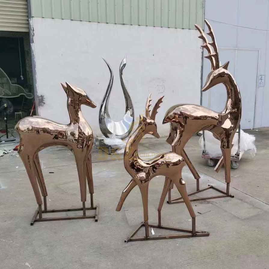 Copper color abstract metal deer sculptures for sale DZ-338