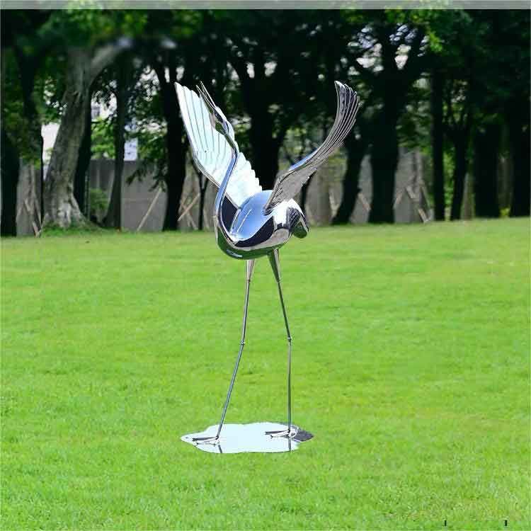 Outdoor mirror metal crane bird garden sculptures for sale DZ-341