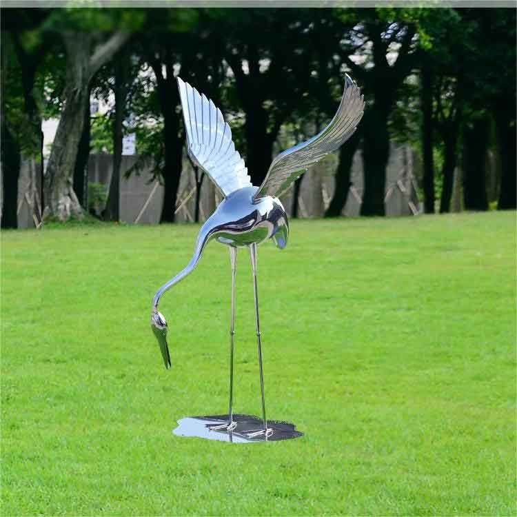 Outdoor mirror metal crane bird garden sculptures for sale DZ-341