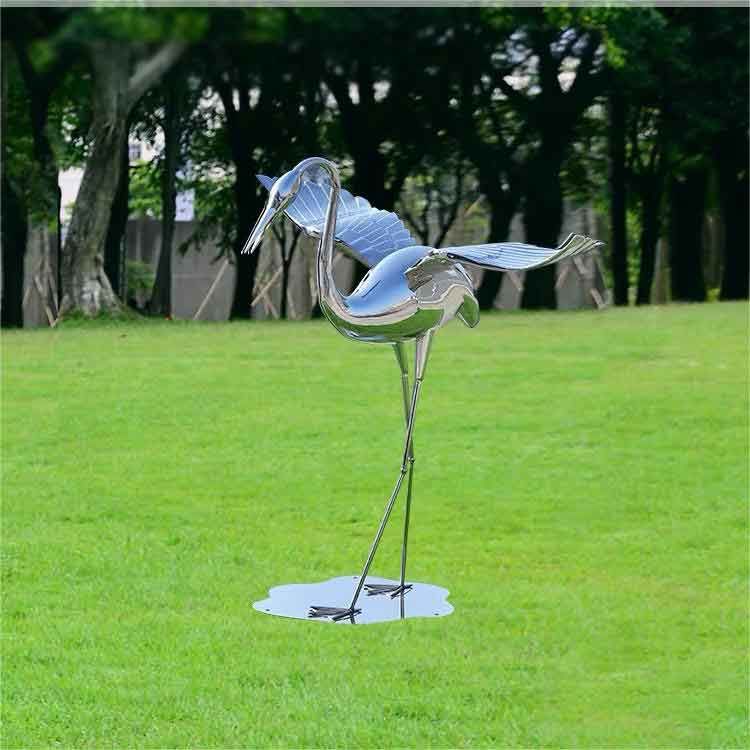 Outdoor mirror metal crane bird garden sculptures for sale DZ-341