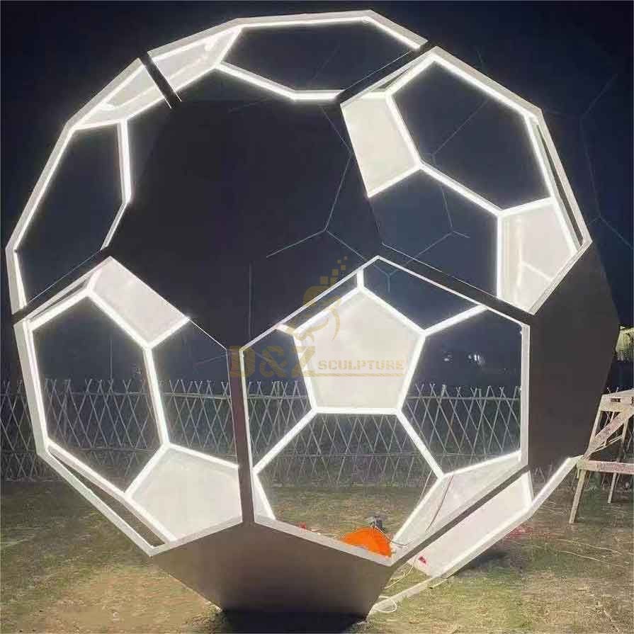 Large abstract art hollow light football sculpture for sale DZ-344
