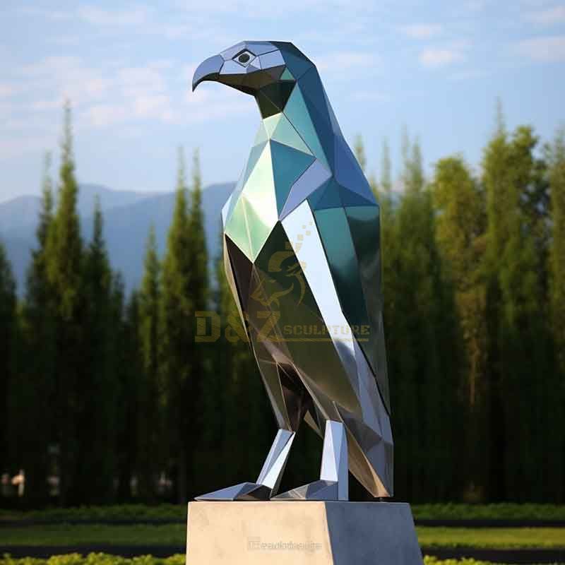 Large stainless steel mirror eagle animal sculpture DZ-348