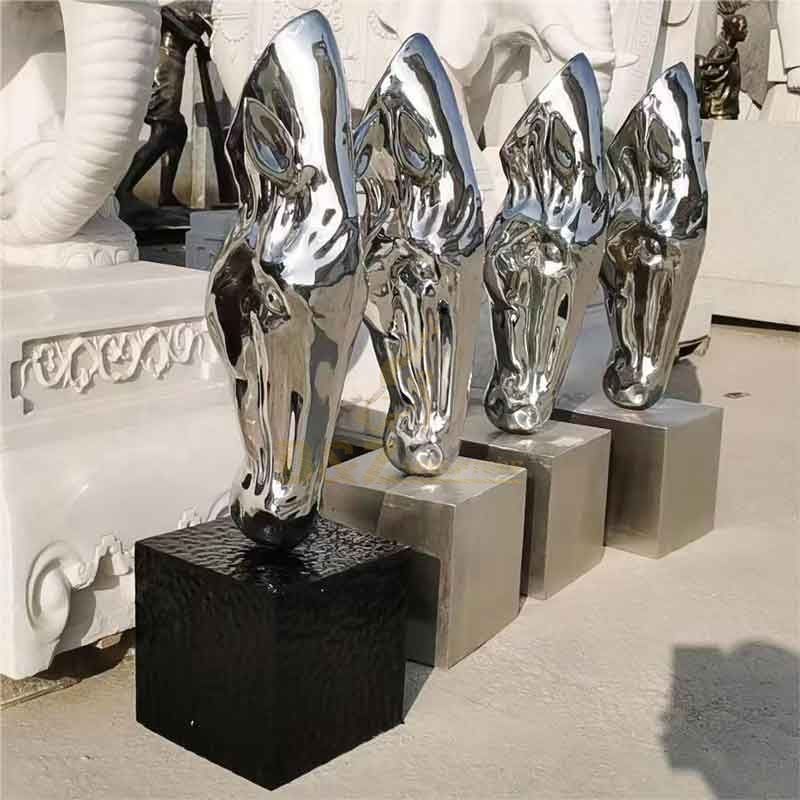 Silver metal horse head sculptures for sale DZ-354