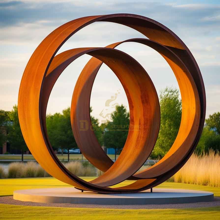 Large outdoor corten steel circle art sculptures for sale DZ-355